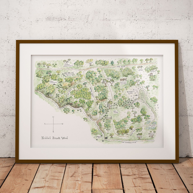 Hiddel Brock Wood Map Art Print