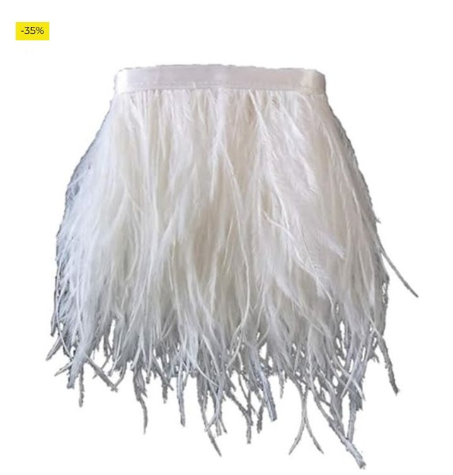 Ribete de plumas de avestruz con cinta de satén