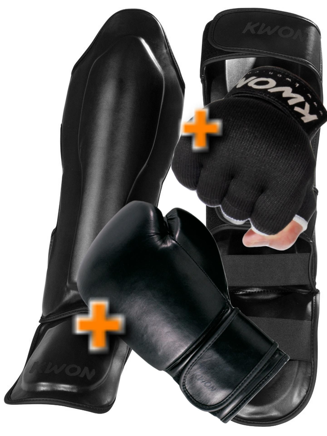 Set Boxhandschuhe + Schienbeinschoner+ Innenhandschuhe PREMIUM