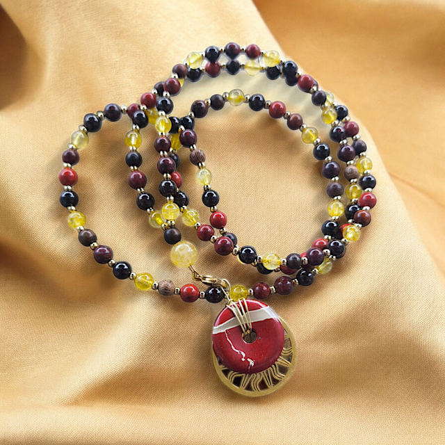 Collier MALA | SOLARA - Citrine/Grenat/Jaspe rouge