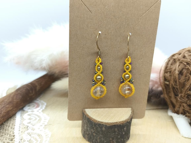 Boucles d'oreilles perles laiton, perles miyuki et perles citrine 