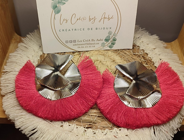 BO BIG BOHEME SPIRALE ARGENTE / POMPONS FUSHIA 0000253