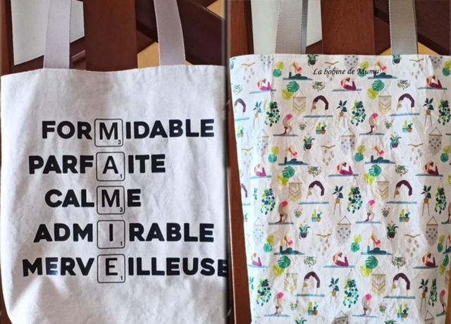 Tote bag réversible "MAMIE" Yoga