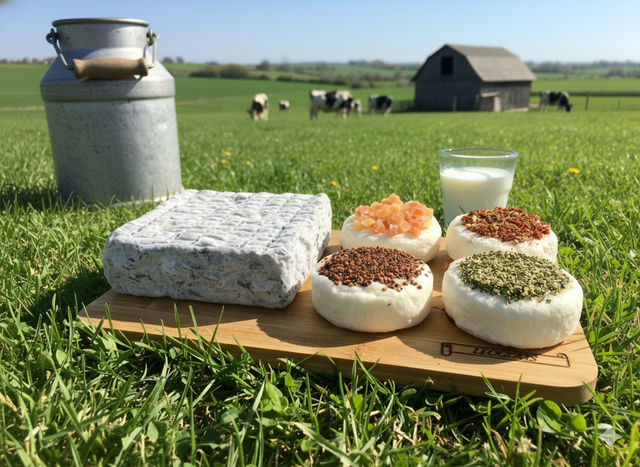 Plateau Dégustation 1 carré cendré et 4 vachous aromatisés au choix* avec plateau bambou personnalisable ** (1)