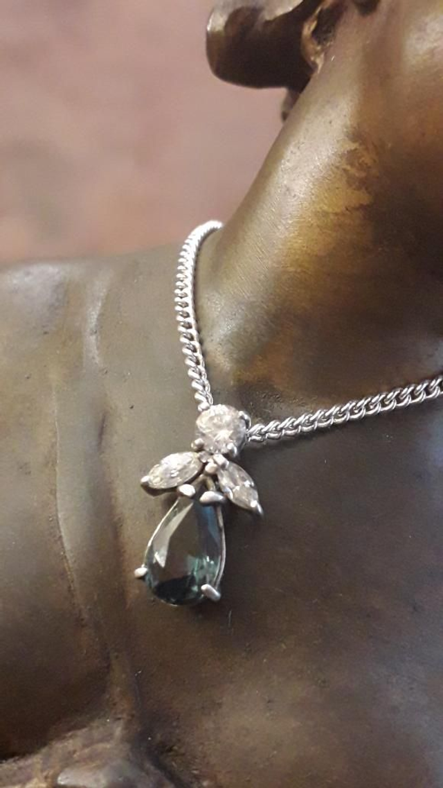 Pendentif saphir, zirconium, argent 925