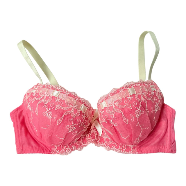 Guava pink embroidered Japanese Bra UK 32C      