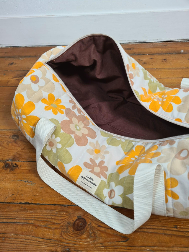 Sac polochon en tissus upcyclés