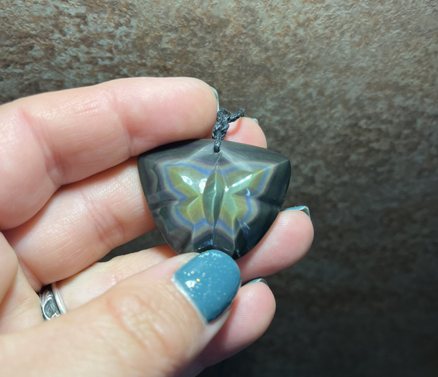 Pendentif en Obsidienne Œil Céleste - Papillon 