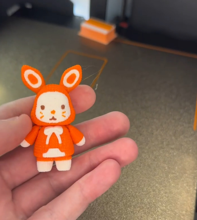 Figurine Tricotée en 3D - Petit Lapin Orange