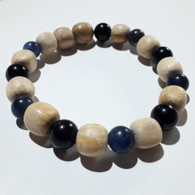 Sodalite and Black Obsidian Palo Santo Bracelet 
