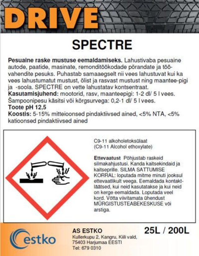 Drive Spectre Leotuspesušampoon