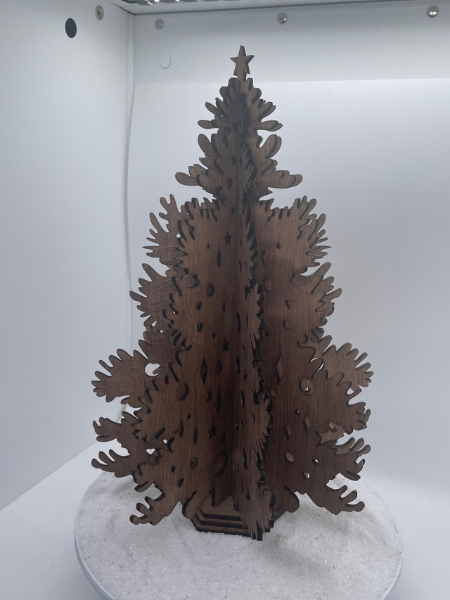 Grand Sapin de Noël en bois, motifs losange, étoiles et ronds