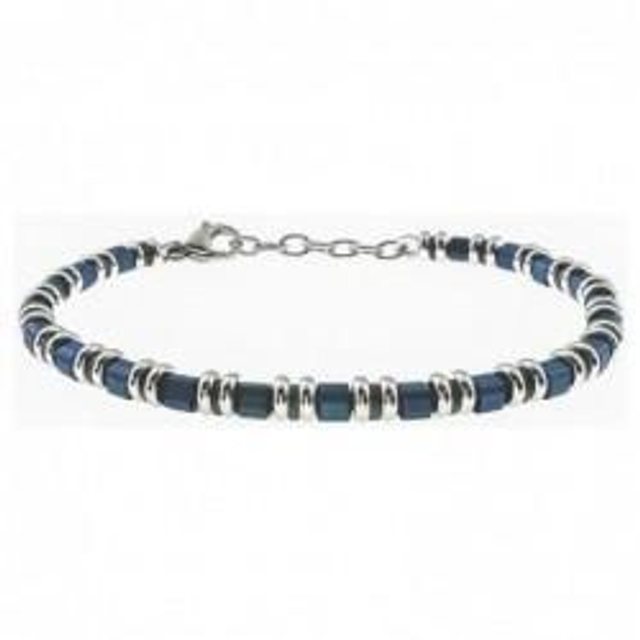 Bracciale uomo in acciaio con inserti cilindrici