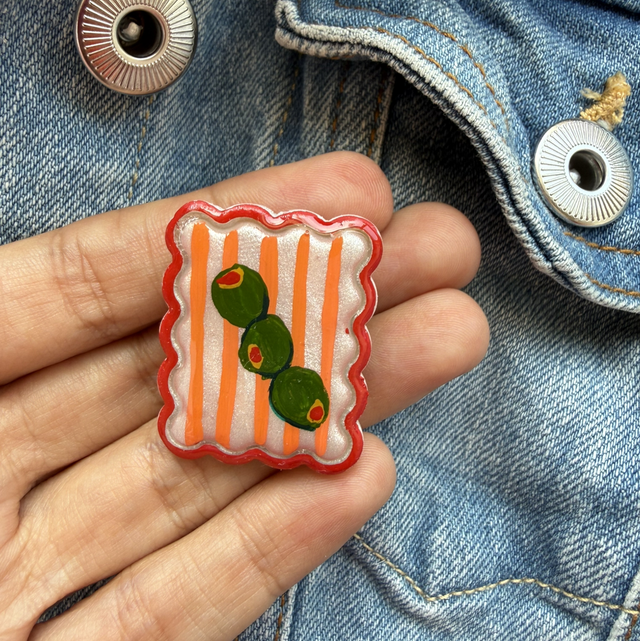 Olives Postage Stamp Pin Badge