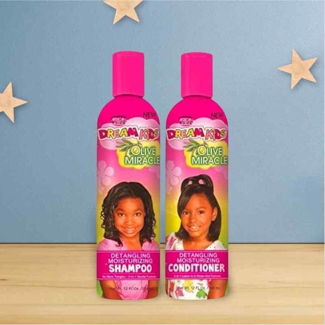 African Pride Dream Kids Olive Miracle Detangling Moisturizing Shampoo &amp; Conditioner – 355ML Each | Haircare | Best Seller
