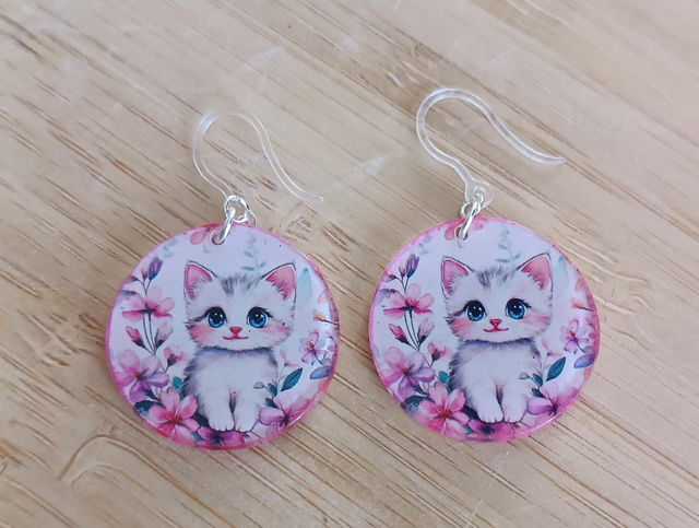Boucles d'oreilles pendantes enfant chats