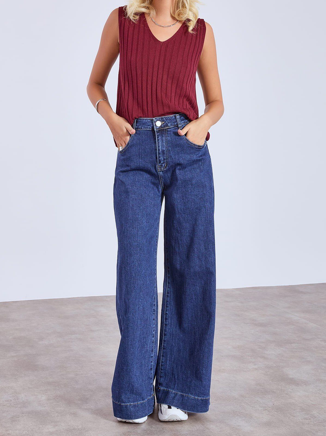 Jeans bleu foncé large