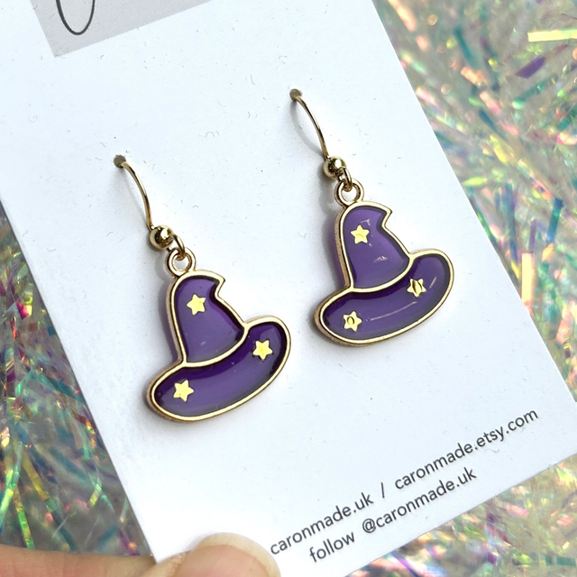 Witches hat dangle earrings