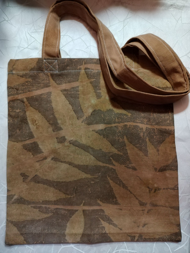 Tote bag, bevásárlótáska (ecoprint, barna)