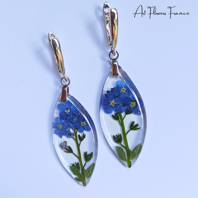 Boucles d'oreilles Myosotis (Ne m'oubliez pas)   (1)