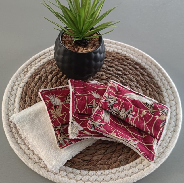 Lingettes avec bride x4 prune oiseaux 