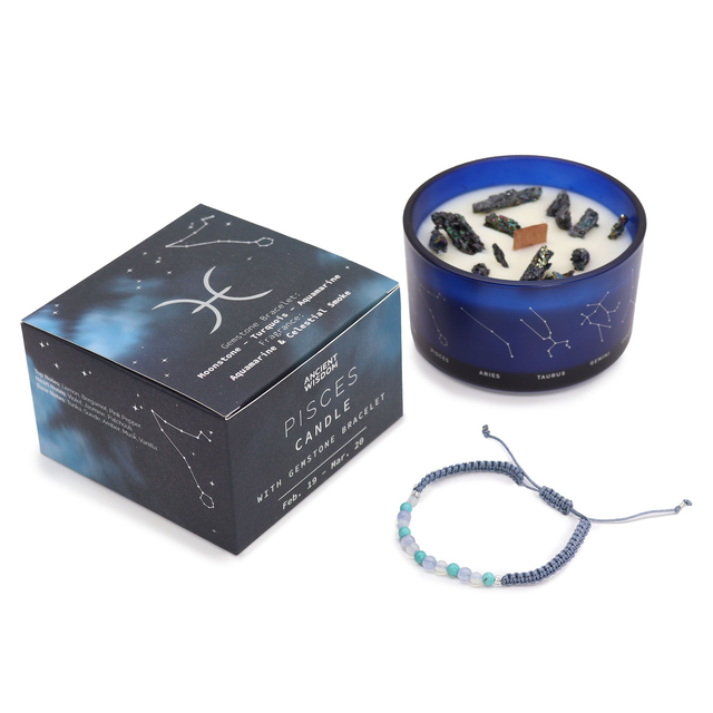 Bougie de Cristal du Zodiaque avec Bracelet - Poisson