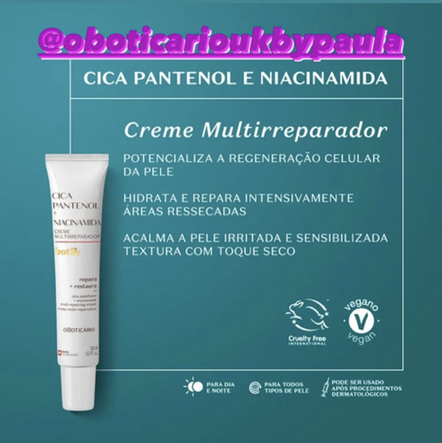 Botik Creme Multireparador Cica Pantenol + Niacinamida 30ml 84193
