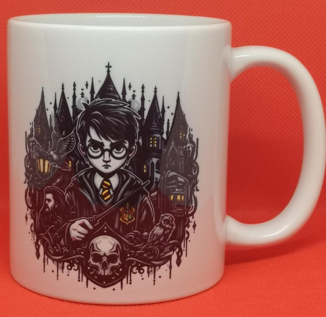 Custom Designed and Printed Gothic Harry Potter Themed Mug. 