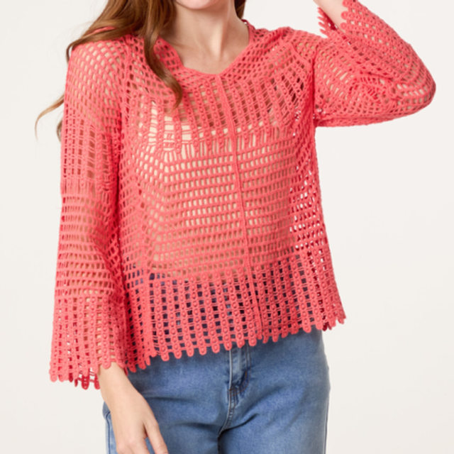 Boho Crochet Coral Top