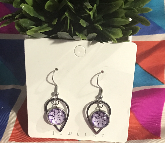 Mixed Purple Stone Dangling Earrings - STDE04