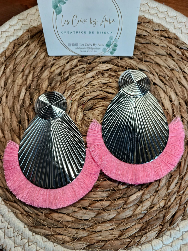 BO BIG BOHEME ARGENTE/ POMPONS ROSE FLASHY 0000876