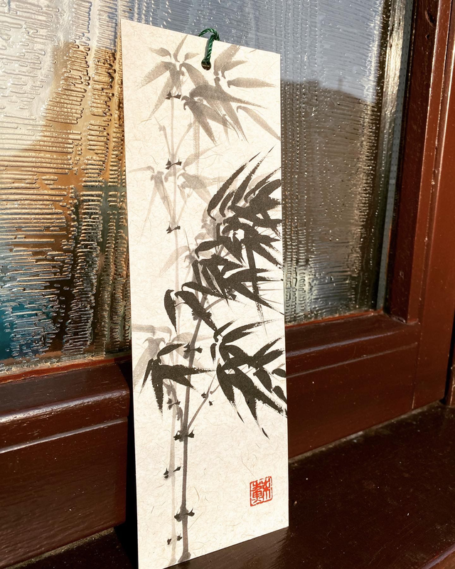 Hand painted original bamboo bookmark