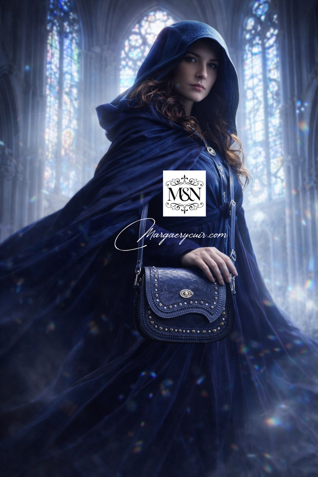 Sac en cuir bleu style Fantasy
