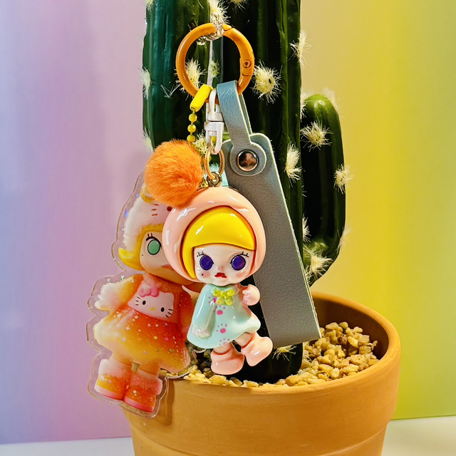 Molly doll inspired keychain blue fob