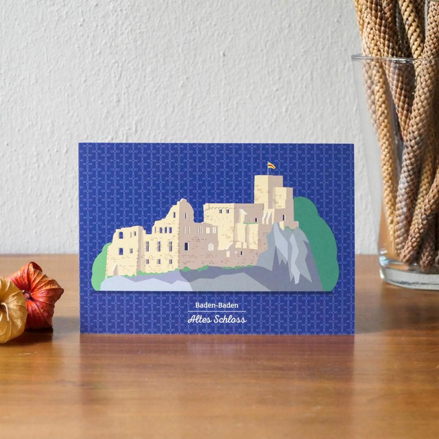 Postkarte &quot;Altes Schloss, Baden-Baden&quot;