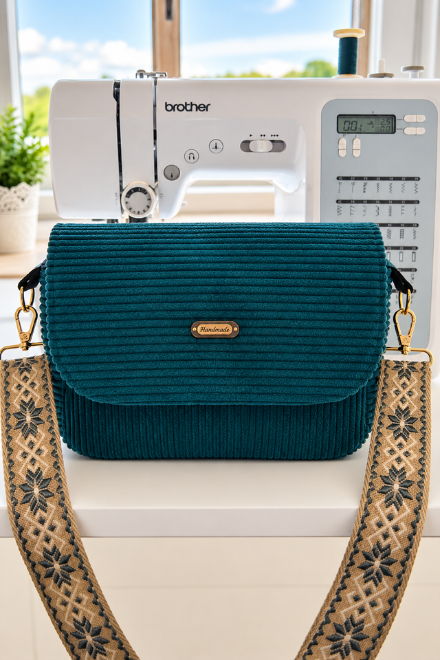 Sac pink pearl velours bleu canard 