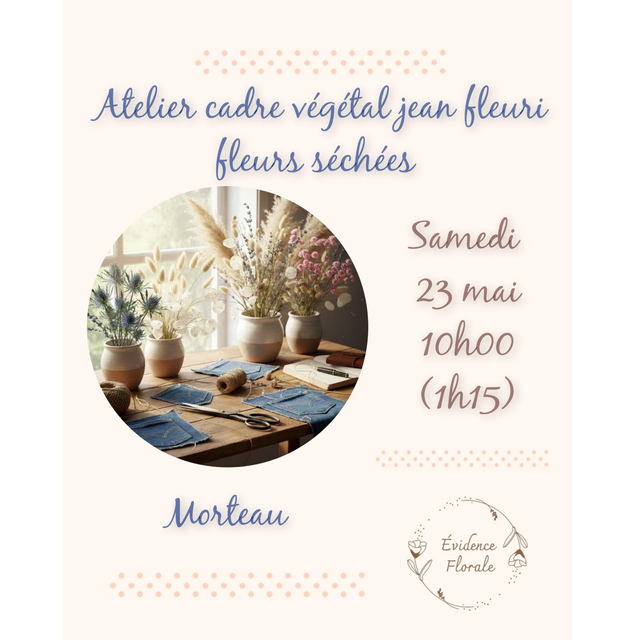 H. Atelier cadre végétal jean fleuri en fleurs séchées 