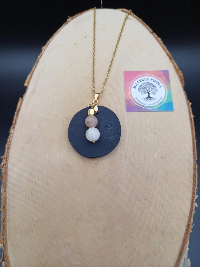 Collier shungite / pierre de lune