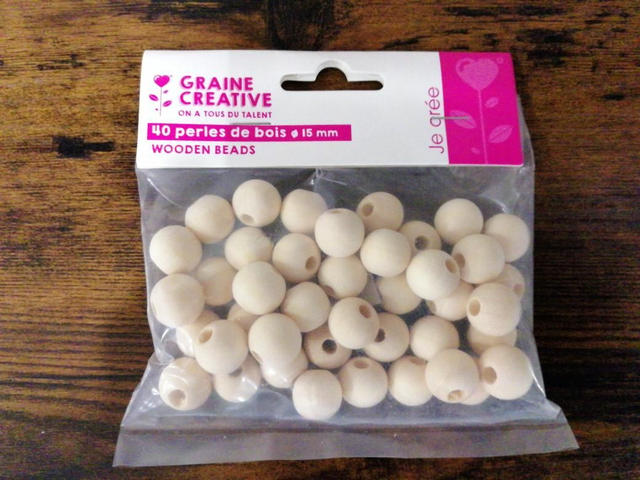 40 perles en bois 15 mm
