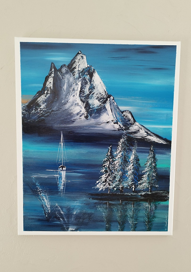 Art contemporain tableau toile œuvre d'art originale bateaux voiliers fluo