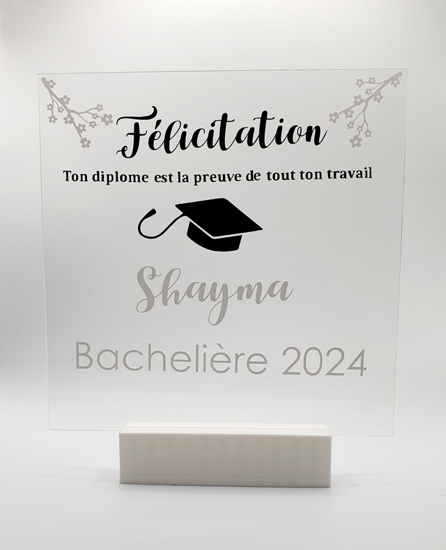 Trophée personnalisé de félicitation d'obtention de Diplôme - Idée Cadeau Bac, Licence, Brevet