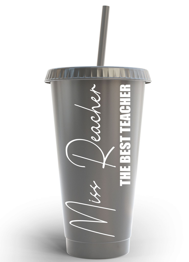 The Best Teacher Cold Cup Tumbler Custom Personalised Name School teacher Gift