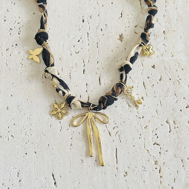 Ketting strik goud/panter 