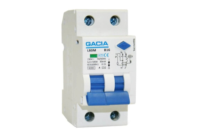 Gacia aardlekautomaat 1-polig+nul 16A B-karakteristiek 300mA L80MA-B16