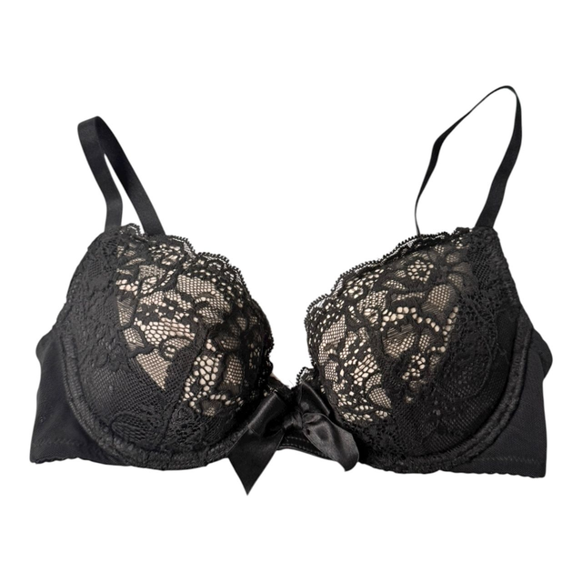 nude and black lace overlay Japanese Bra UK 30A 