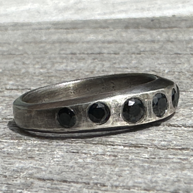 Oxidised Silver Ring with Black Spinel