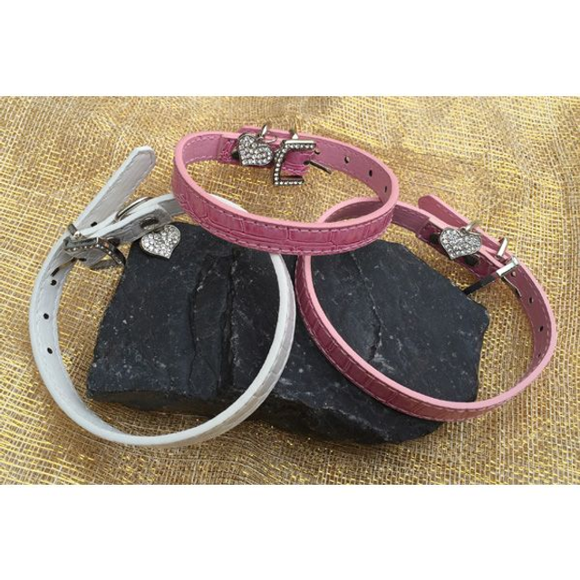 Halsband bedel hartje roze XS