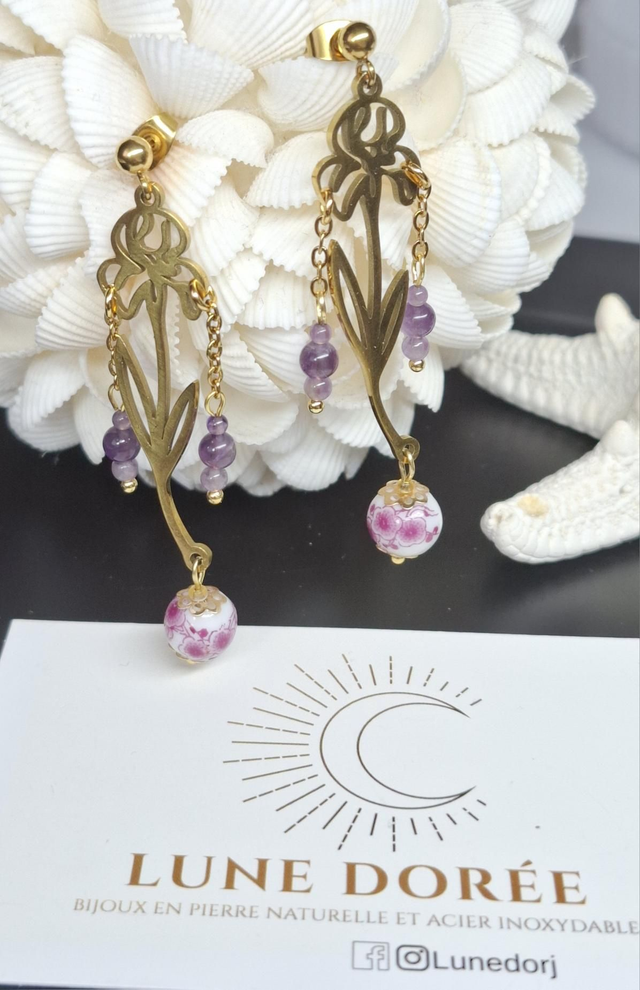 Boucle d'oreille IRIS,  Améthyste 