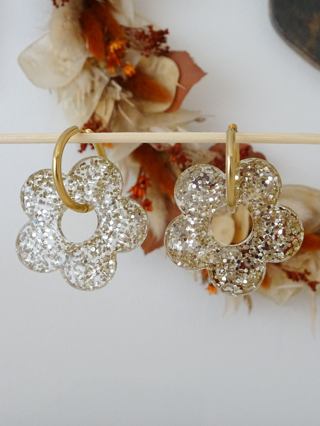 Grande fleur : paillettes champagne +