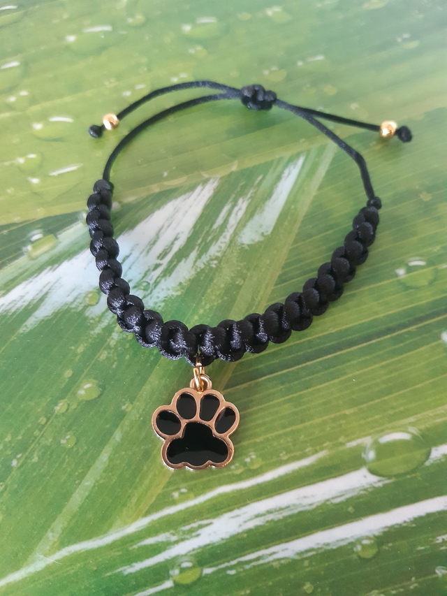 Armband Pfote Anhänger gold schwarz